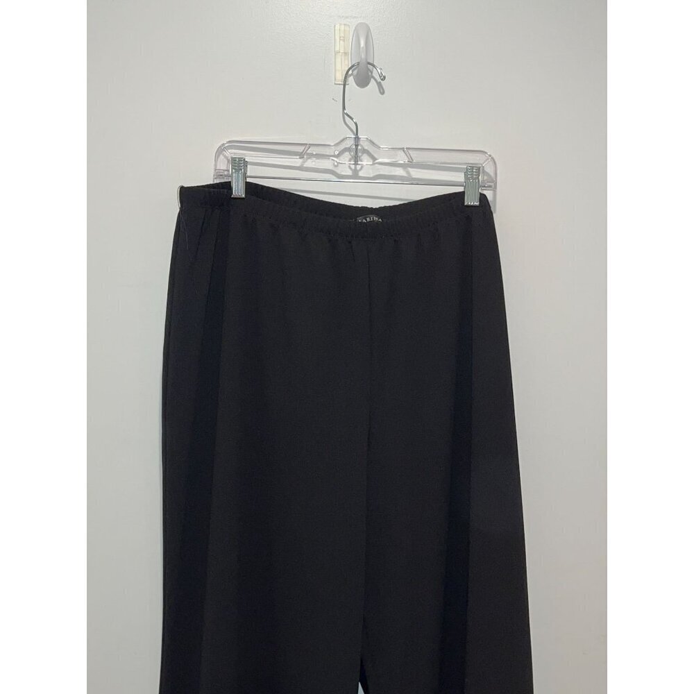 Marina Black Pearl Embellishments Studded Wide-Leg Pants Women's Plus Size 2X - Picture 3 of 13
